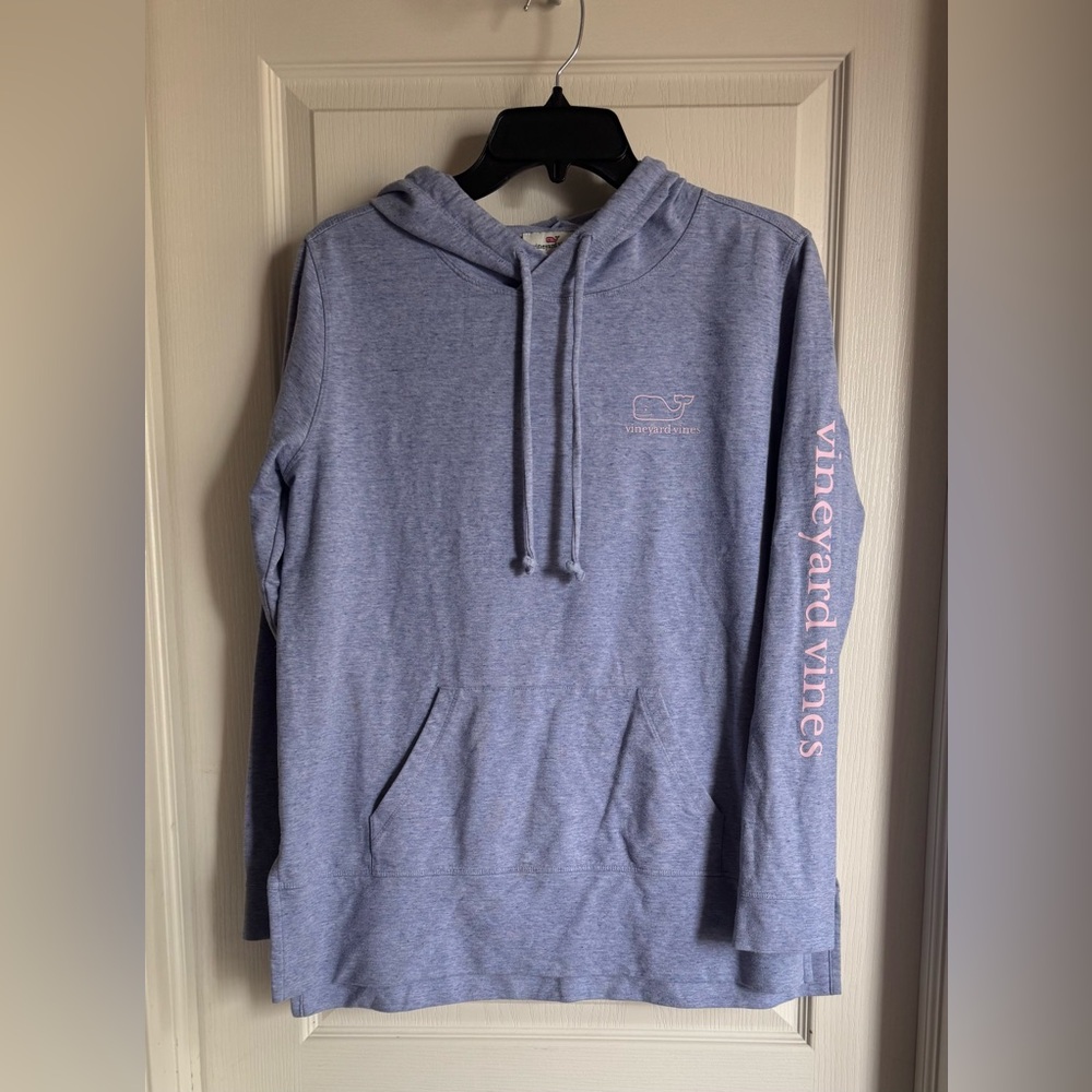 Vineyard Vines On-The-Go Whale Outline Heathered Blue Hoodie Small